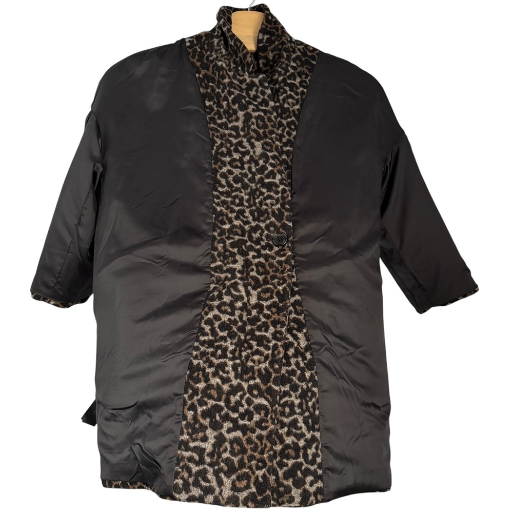 COACH Leopard Print Double Breasted Wool Blend Coat Women's XL - Picture 10 of 12
